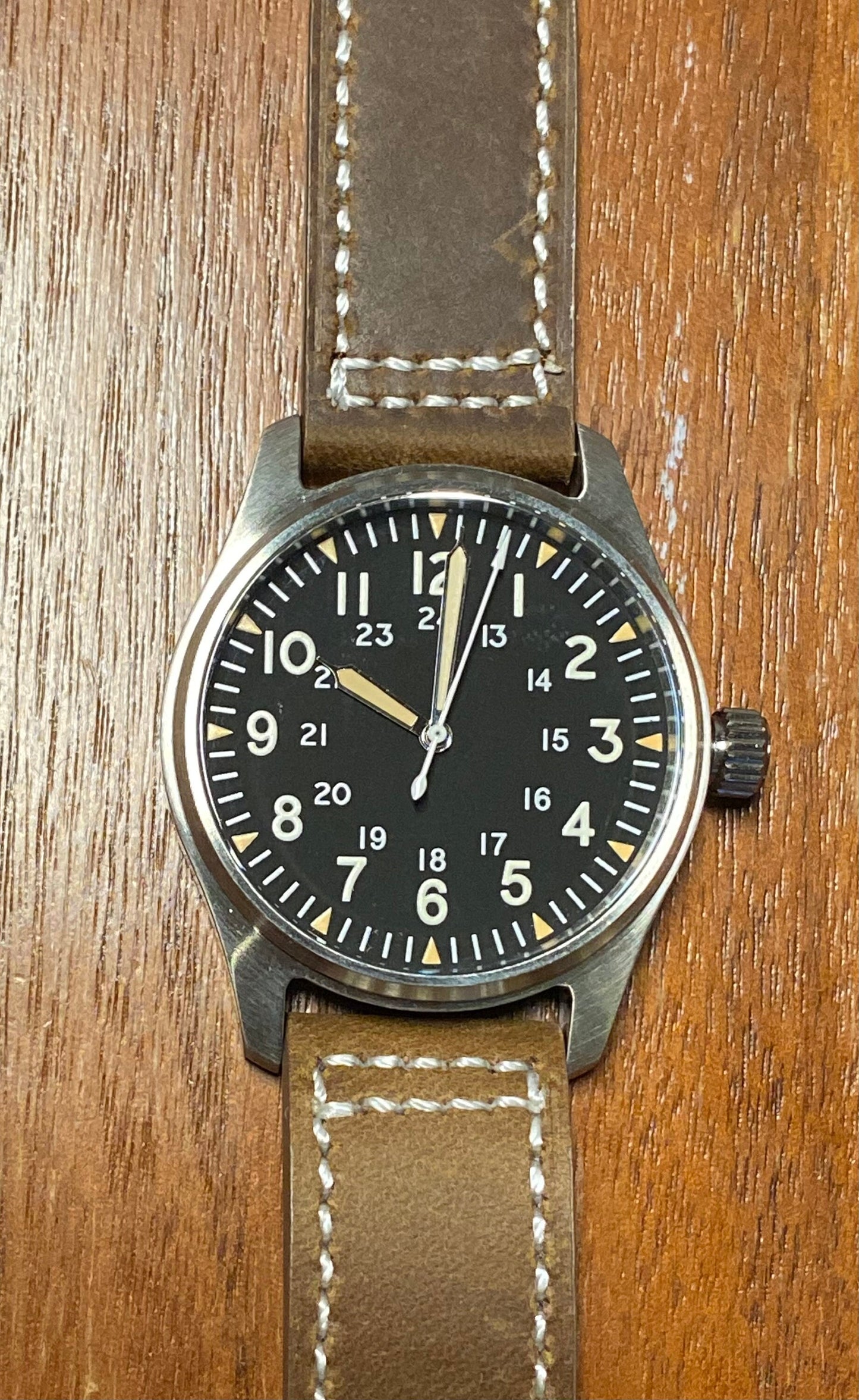 40mm Automatic Flieger Pilots Watch - style A - gift graduation men’s sport water leather mechanical glow lume gift first