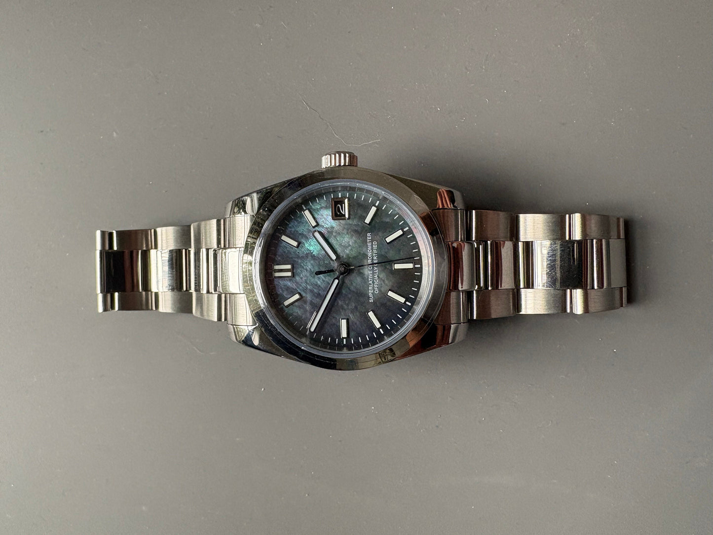 36mm Mother of Pearl Date Master watch Automatic - Graduation - Wedding - Birthday - Dress watch - MOP -