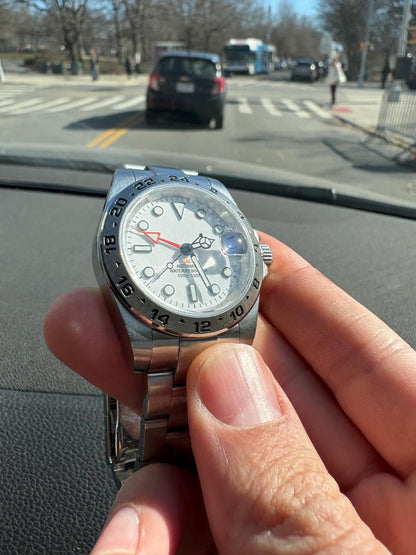 GMT 40mm Adventurer — White Dial, Orange GMT Hand