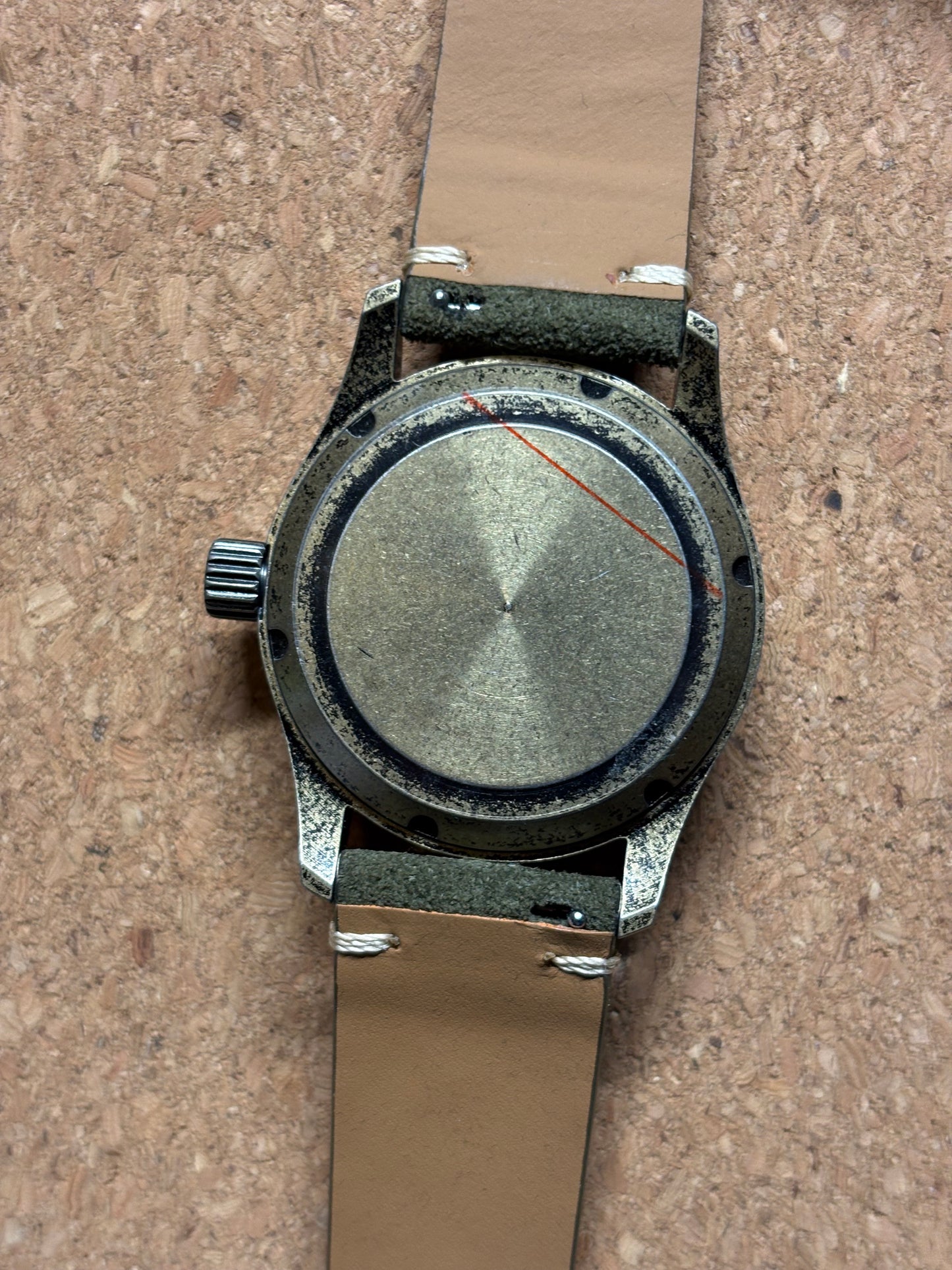 36mm Green Agate Stone Dial — Bronze Case
