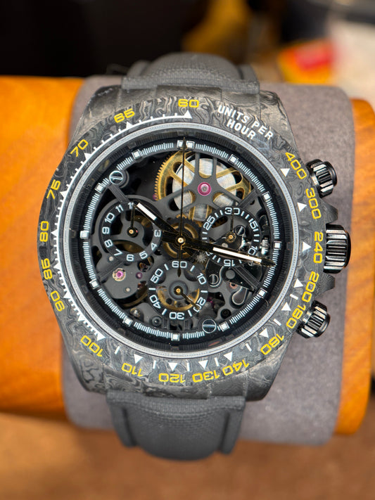 38mm Carbon skeleton automatic chronograph
