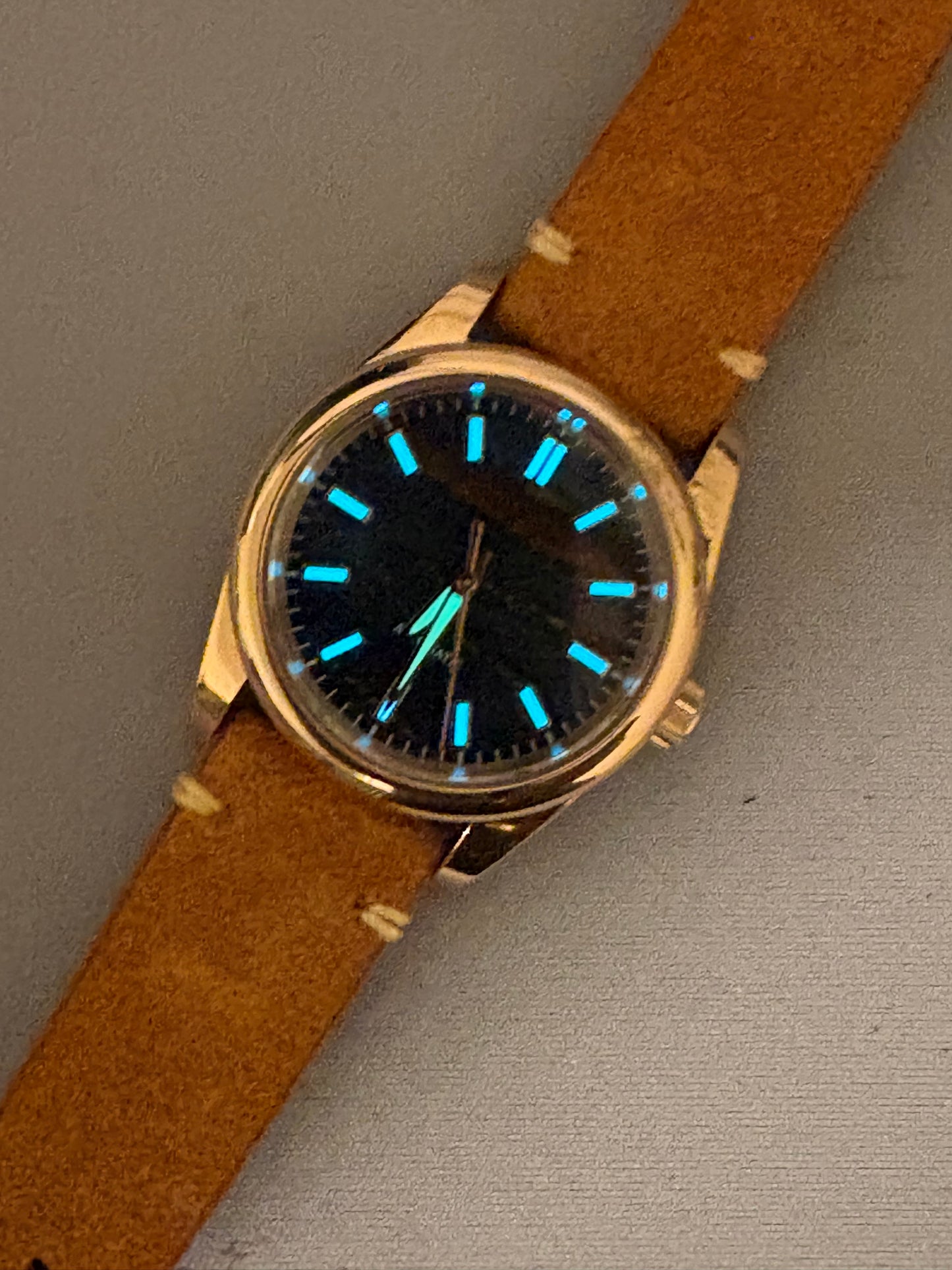 37mm Iron Jade Dial - Rose Gold Case - Automatic Movement - Suede Strap