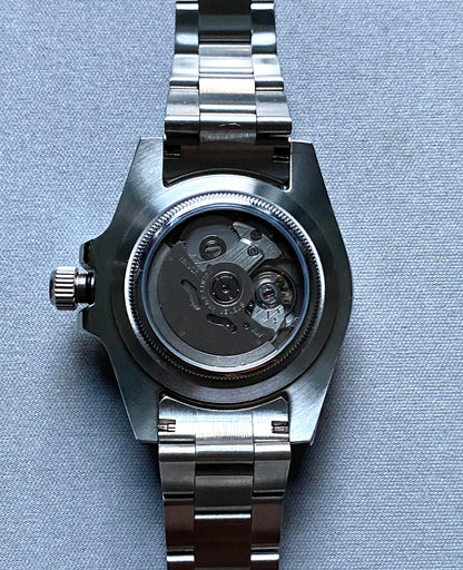 40MM Steel - Submarine Dive Master -  Automatic Watch - White Dial - Panda - glow in the dark