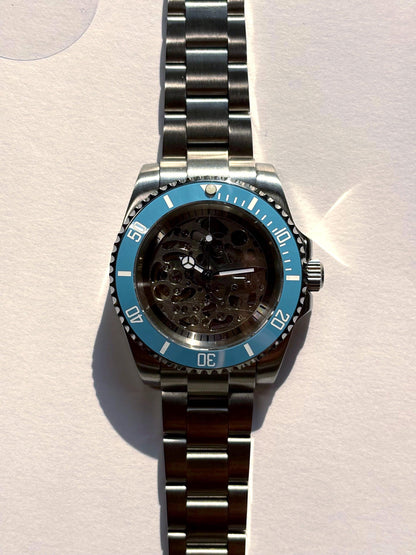 Skeleton Diver 40mm — Turquoise Bezel, Display Caseback
