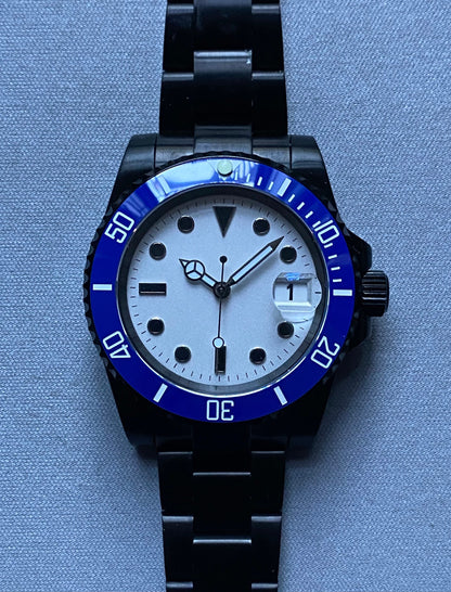 40MM PVD Submarine Divemaster Automatic mechanical NH34 - chose your bezel - White Dial - Smurf - Starbucks - Sub dive -