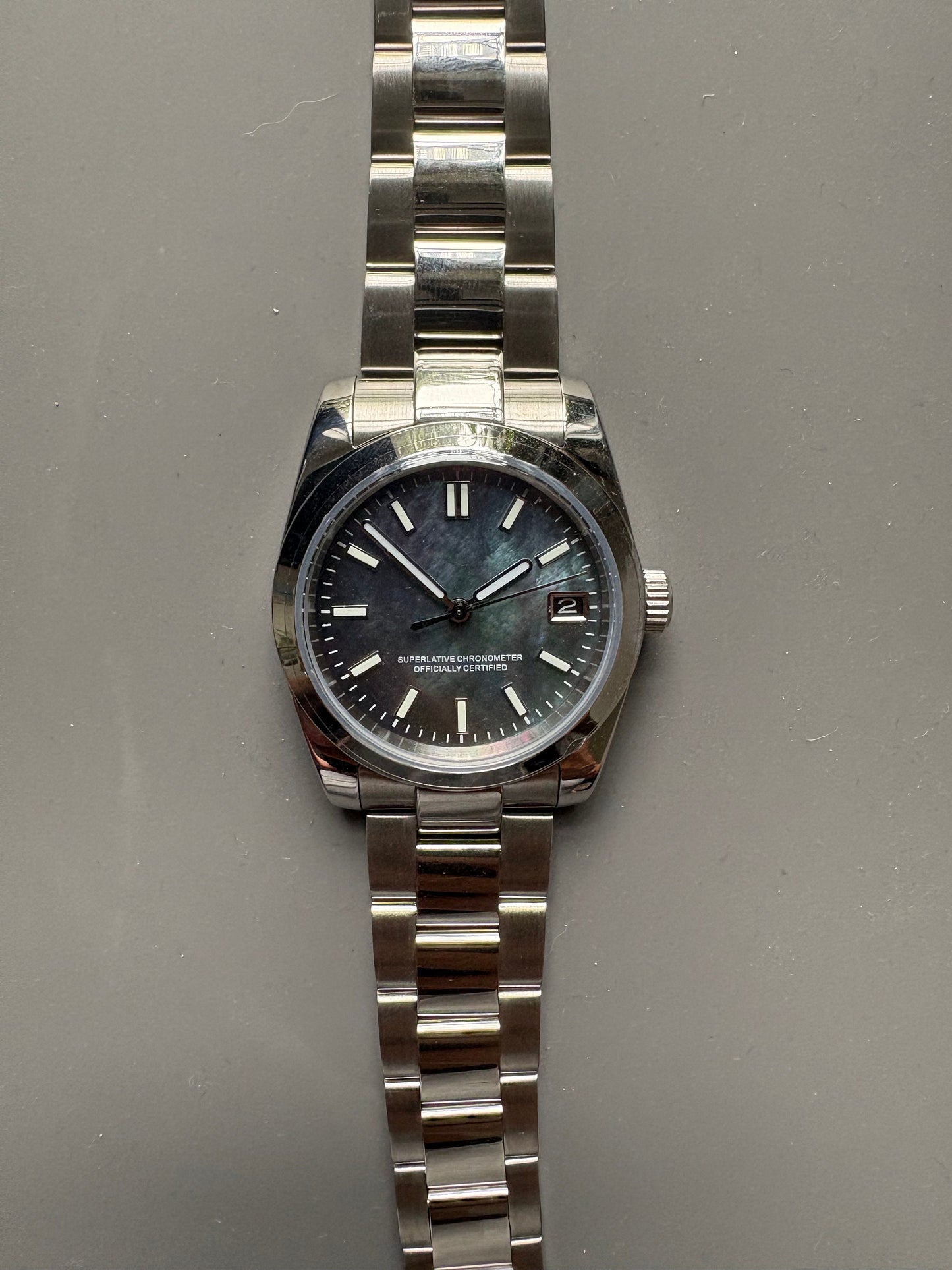 36mm Mother of Pearl Date Master watch Automatic - Graduation - Wedding - Birthday - Dress watch - MOP -