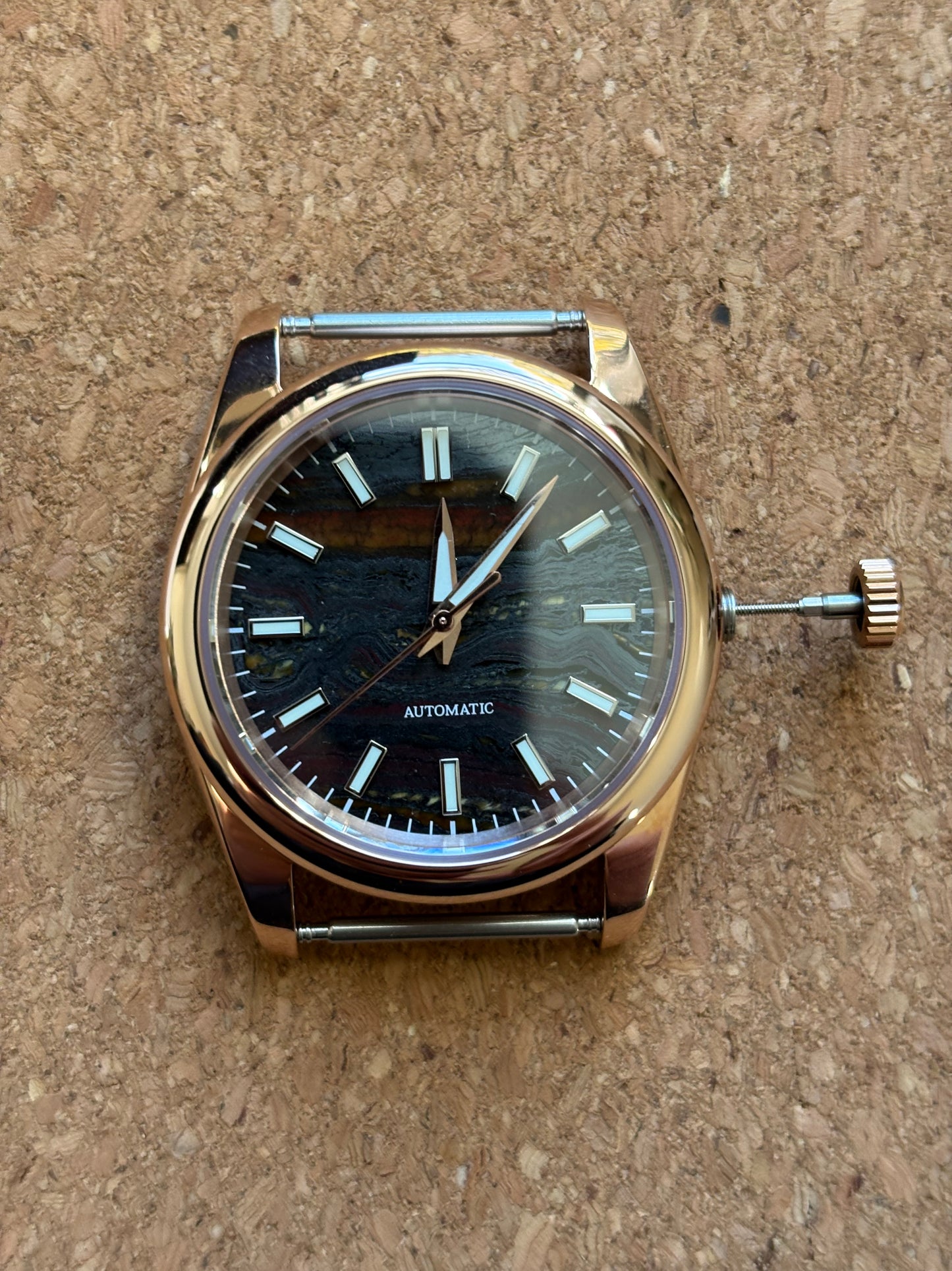 37mm Iron Jade Dial - Rose Gold Case - Automatic Movement - Suede Strap