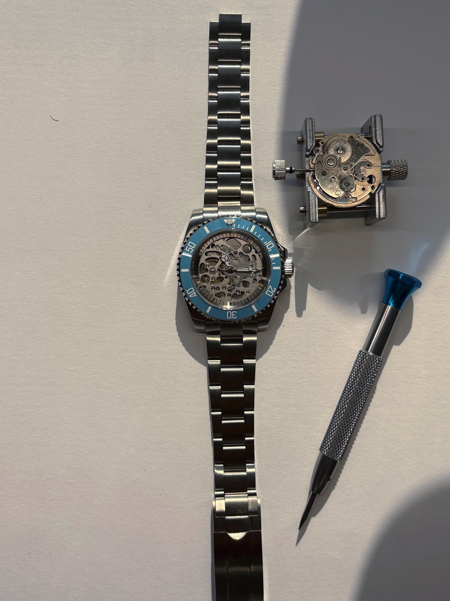 Skeleton Diver 40mm — Turquoise Bezel, Display Caseback