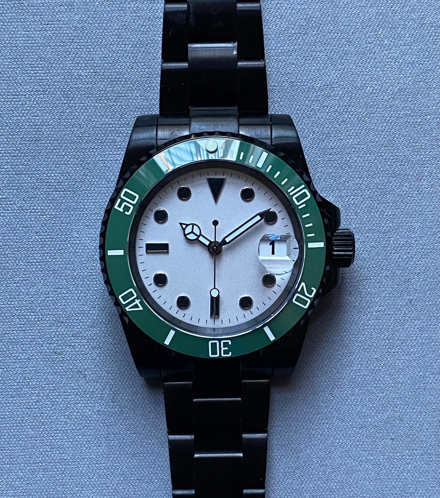 40MM PVD Submarine Divemaster Automatic mechanical NH34 - chose your bezel - White Dial - Smurf - Starbucks - Sub dive -