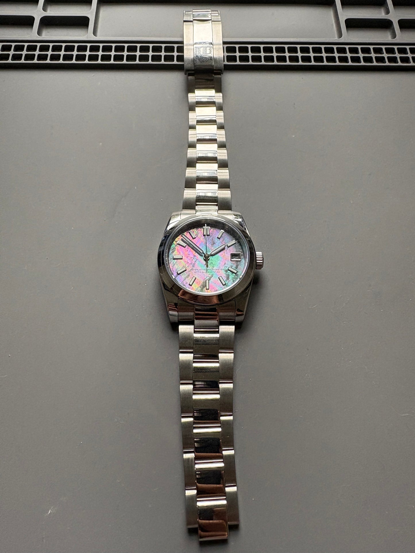 36mm Mother of Pearl Date Master watch Automatic - Graduation - Wedding - Birthday - Dress watch - MOP -