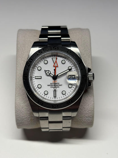 GMT 40mm Adventurer — White Dial, Orange GMT Hand