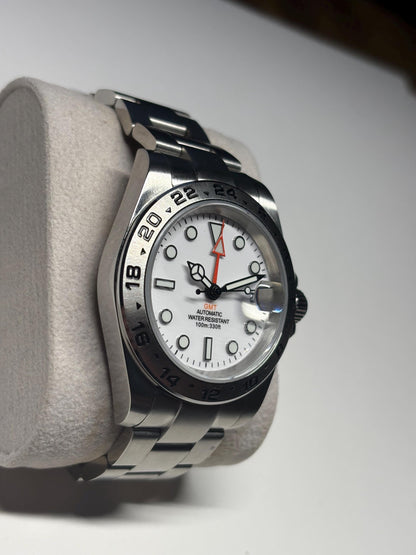GMT 40mm Adventurer — White Dial, Orange GMT Hand