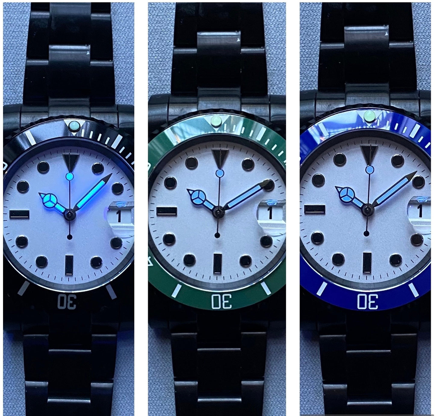 40MM PVD Submarine Divemaster Automatic mechanical NH34 - chose your bezel - White Dial - Smurf - Starbucks - Sub dive -