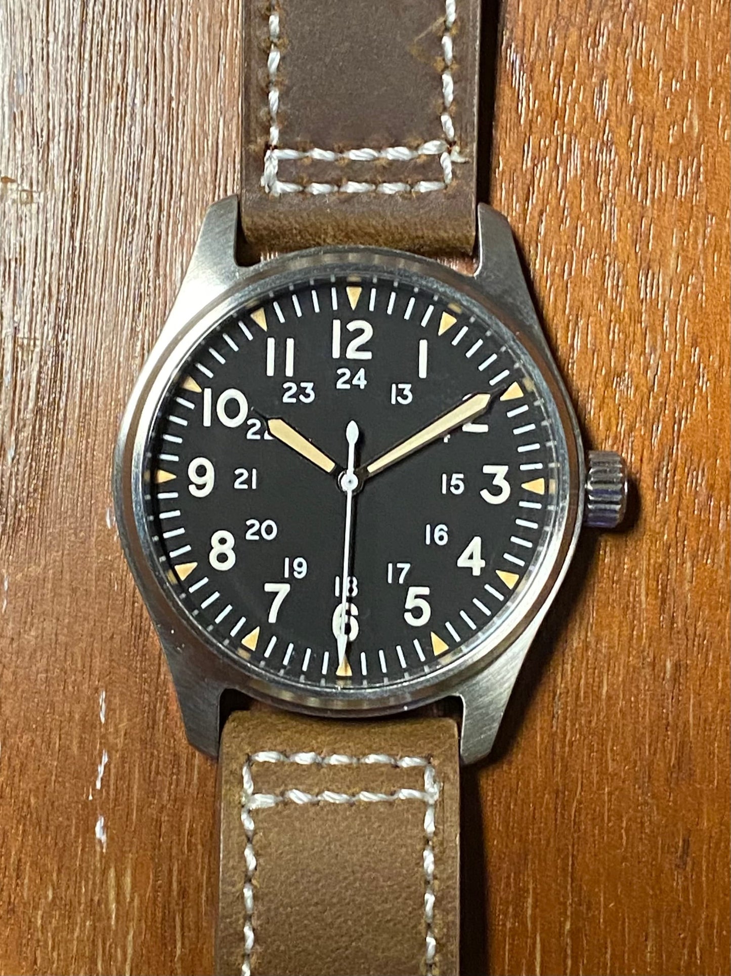 40mm Automatic Flieger Pilots Watch - style A - gift graduation men’s sport water leather mechanical glow lume gift first