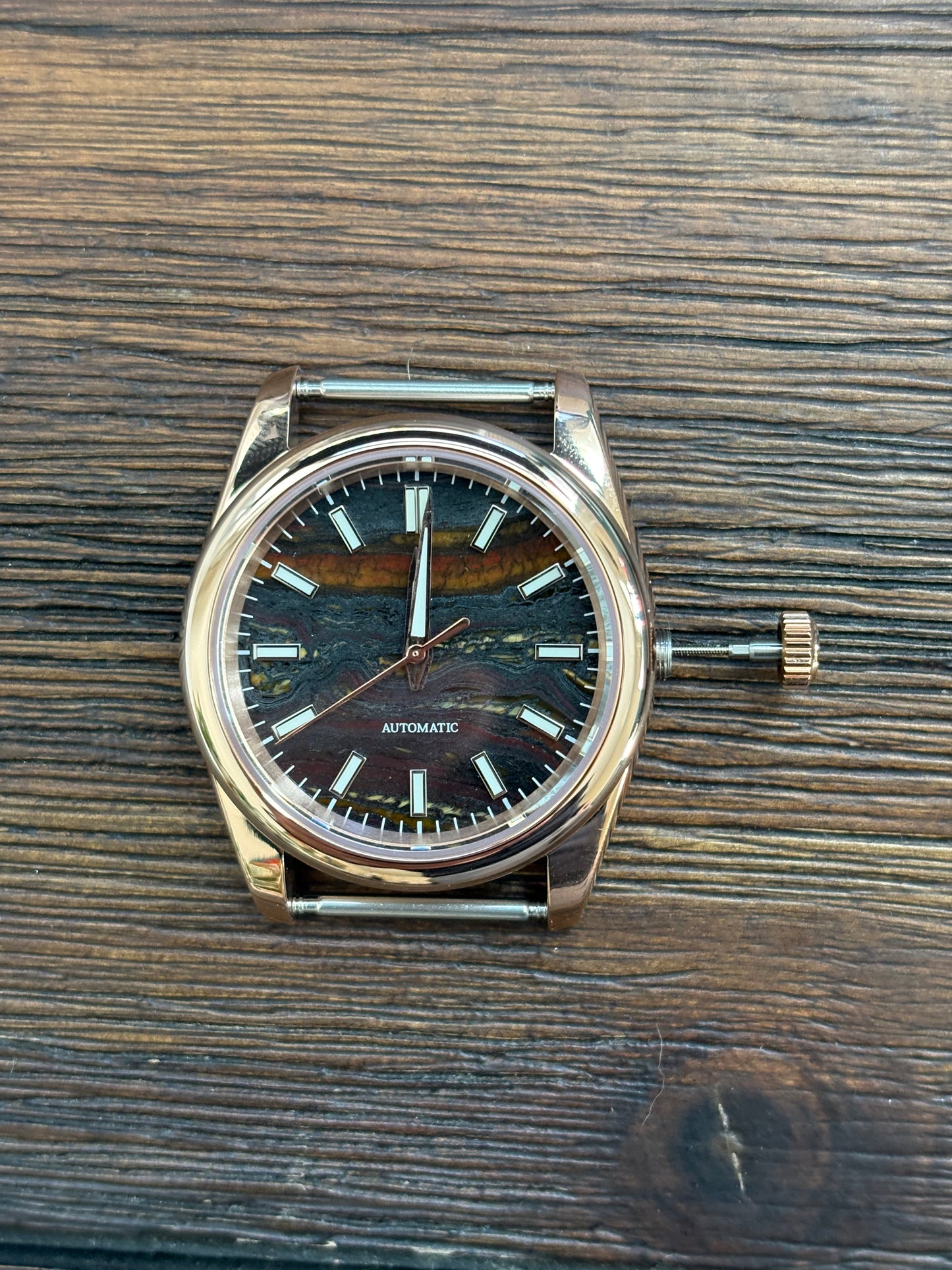 37mm Iron Jade Dial - Rose Gold Case - Automatic Movement - Suede Strap