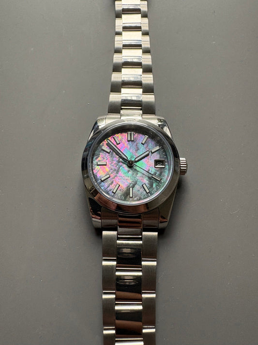 36mm Mother of Pearl Date Master watch Automatic - Graduation - Wedding - Birthday - Dress watch - MOP -