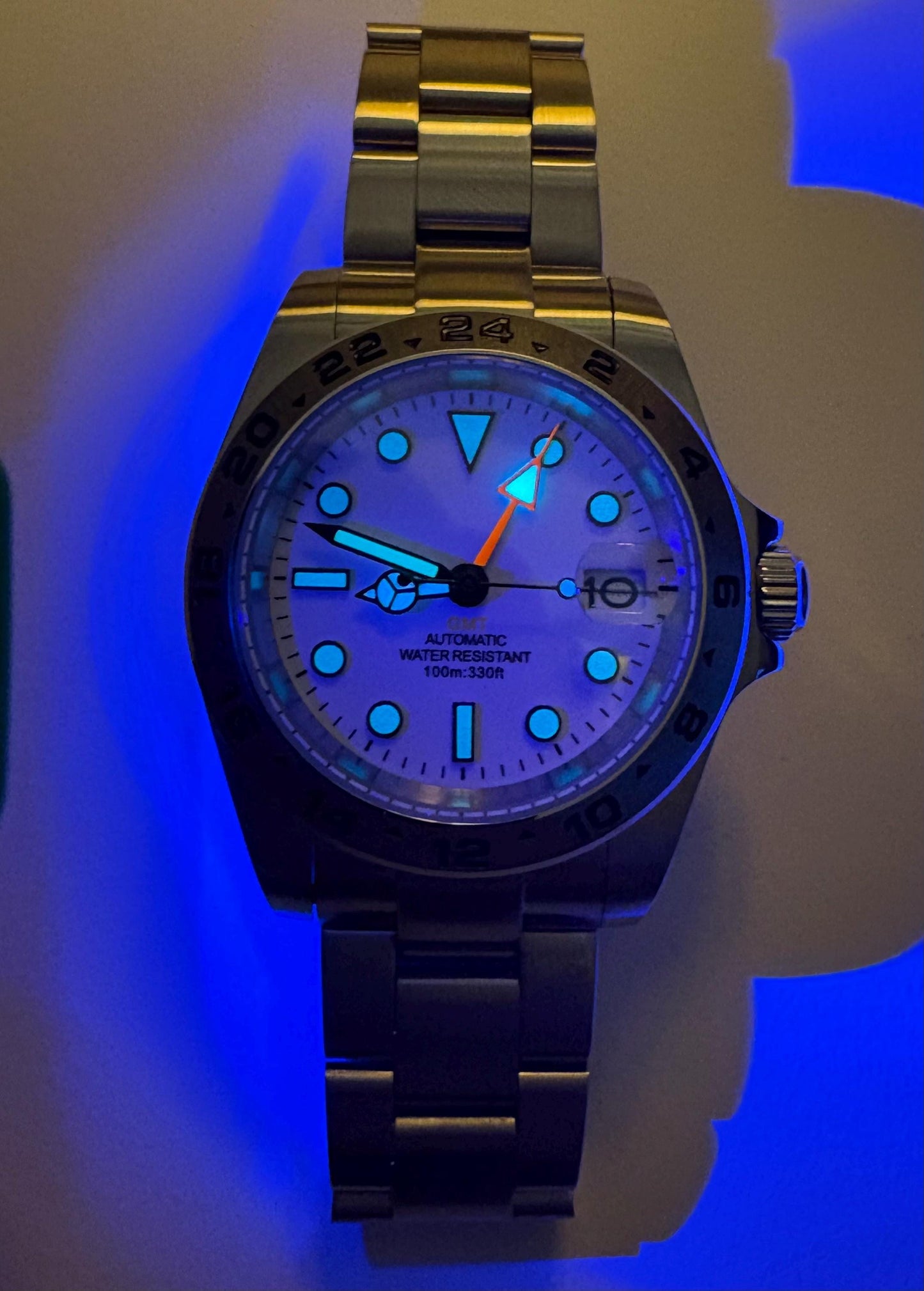 GMT 40mm Adventurer — White Dial, Orange GMT Hand