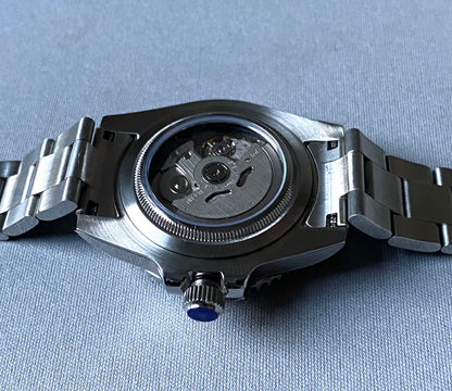 40MM Steel - Submarine Dive Master -  Automatic Watch - White Dial - Panda - glow in the dark