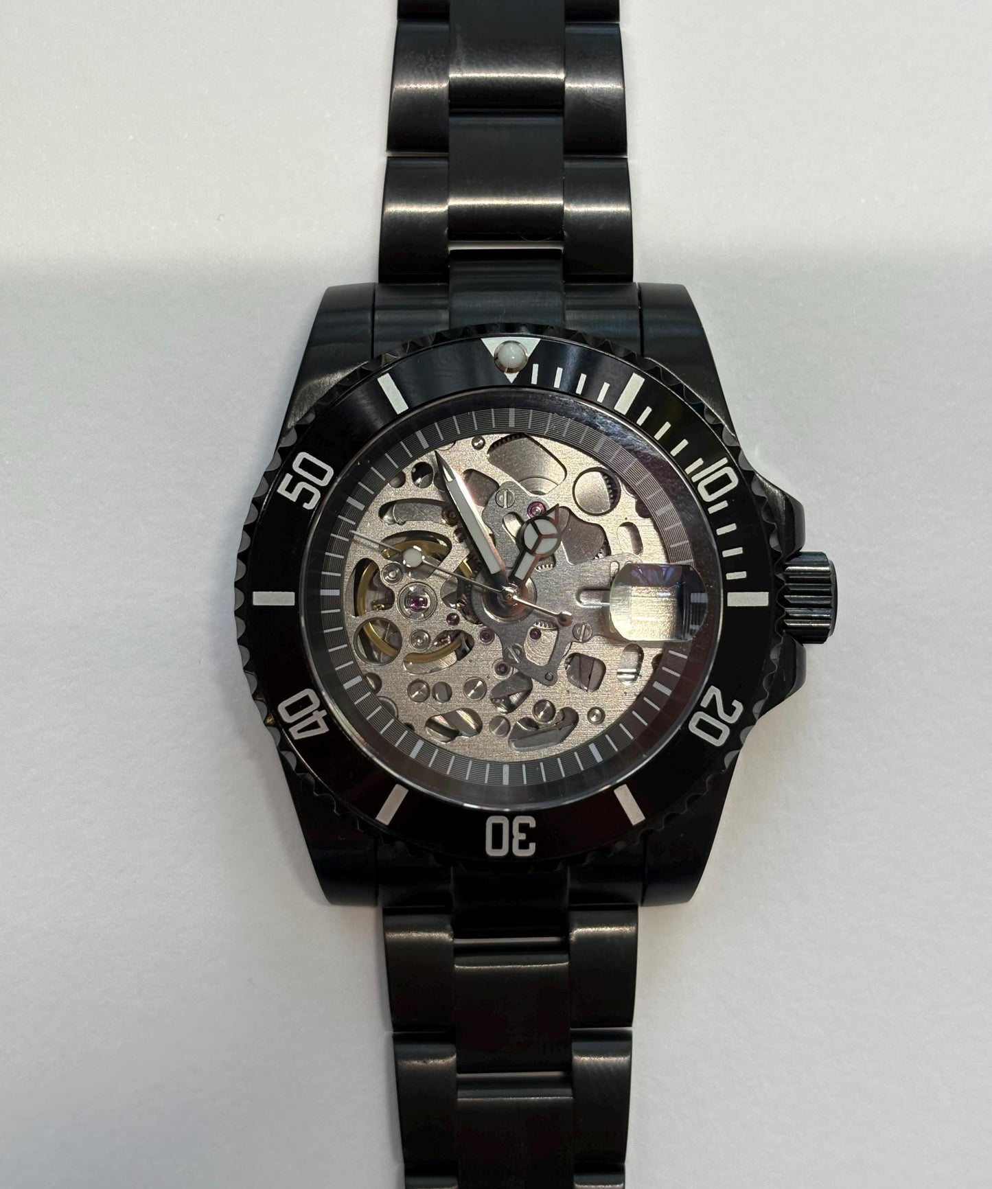 BLACK PVD Skeleton Diver 40mm - Display (See-Through) caseback - automatic NH72a movement - birthday gift graduation
