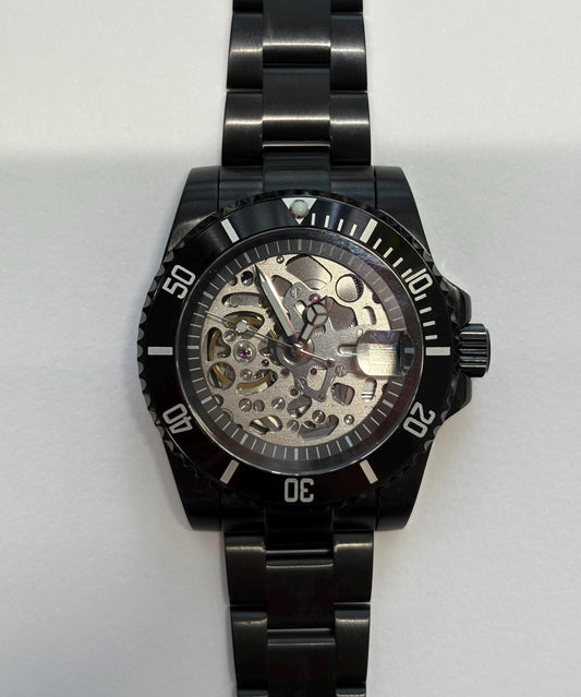 BLACK PVD Skeleton Diver 40mm - Display (See-Through) caseback - automatic NH72a movement - birthday gift graduation