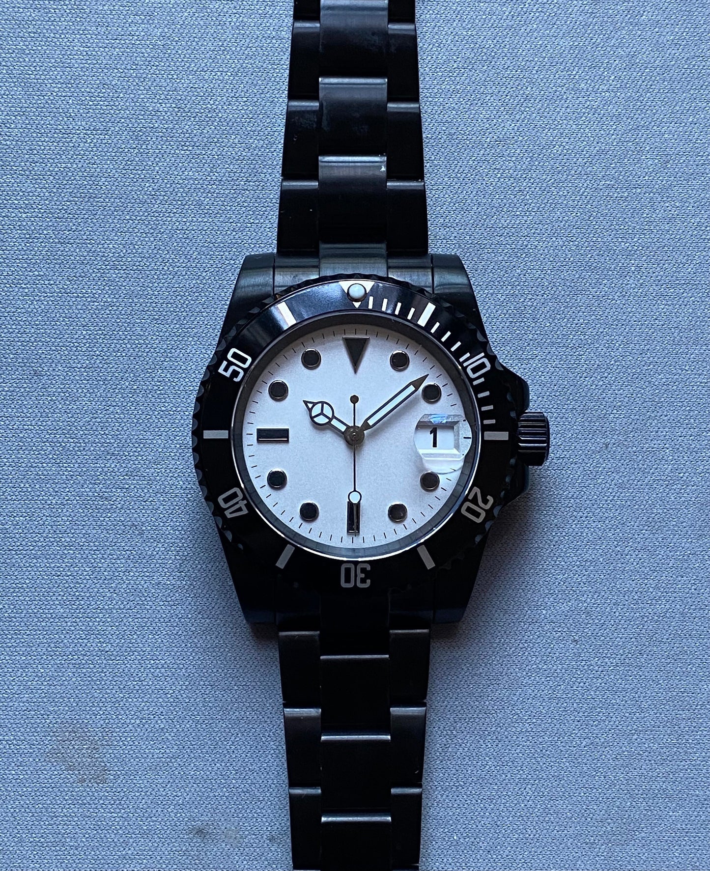 40MM PVD Submarine Divemaster Automatic mechanical NH34 - chose your bezel - White Dial - Smurf - Starbucks - Sub dive -