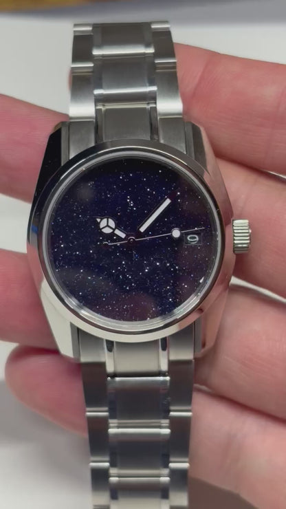 Starry Night 36mm automatic stone dial watch with stainless steel case