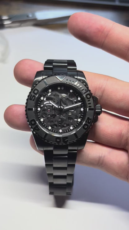40mm Black PVD Skeleton Diver — Automatic